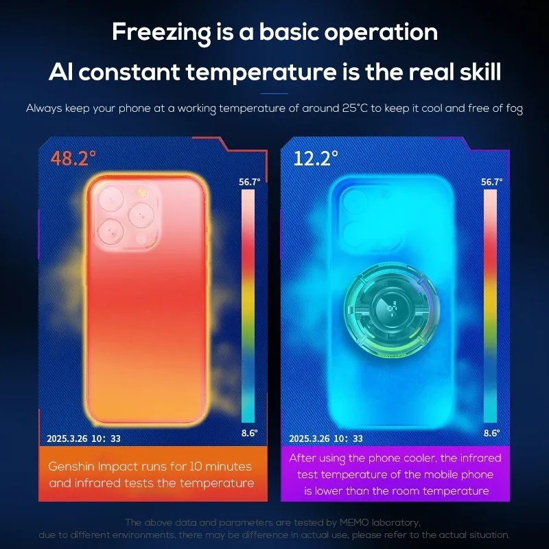 MEMO CX15 Digital Display Mobile Game Cooling Fan Colorful Led Light Phone Cooler With Four Types RGB Light